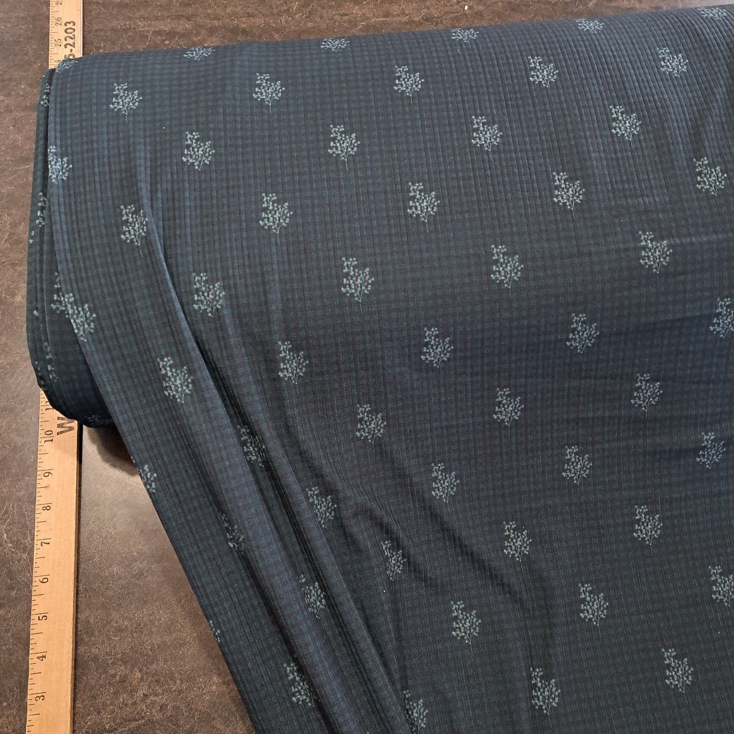 Gingham Floral, 4x2 Rib Knit, SOLD BY THE HALF METER