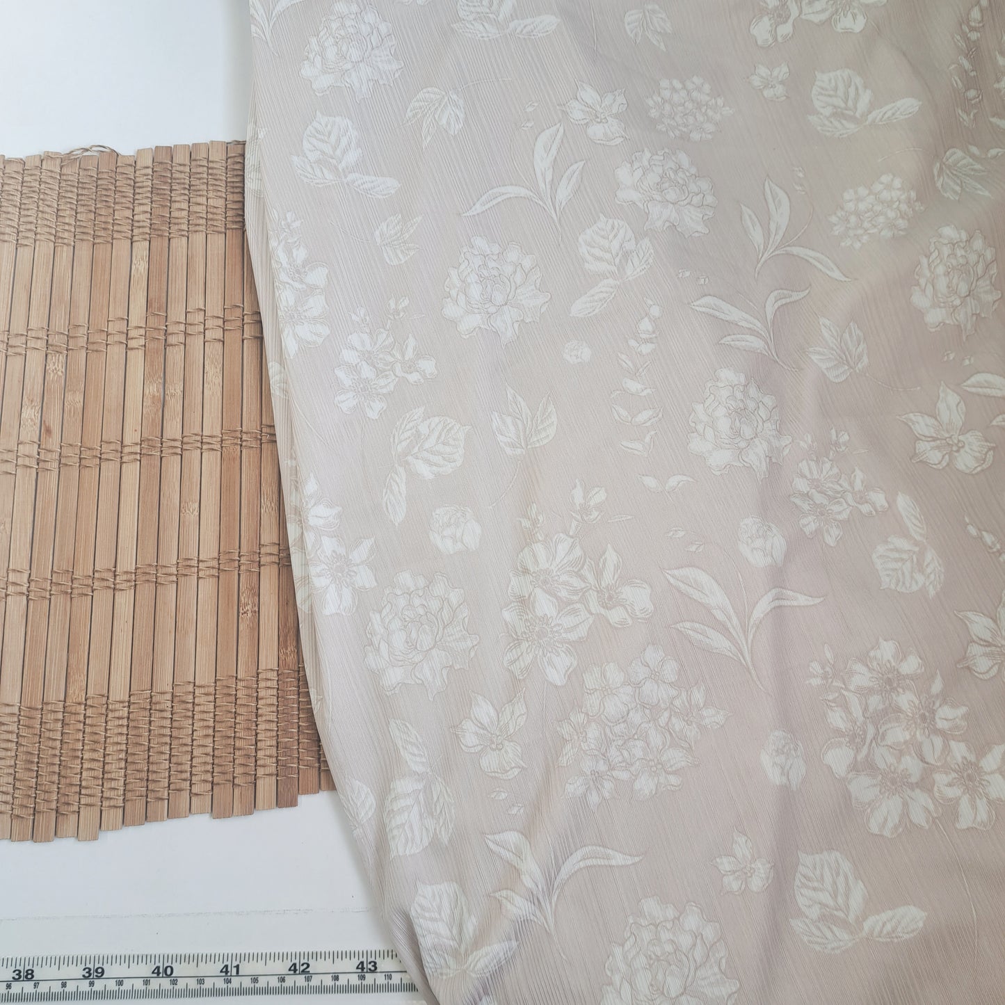 Beige floral, Variegated Rib Knit, SOLD BY HALF METERS