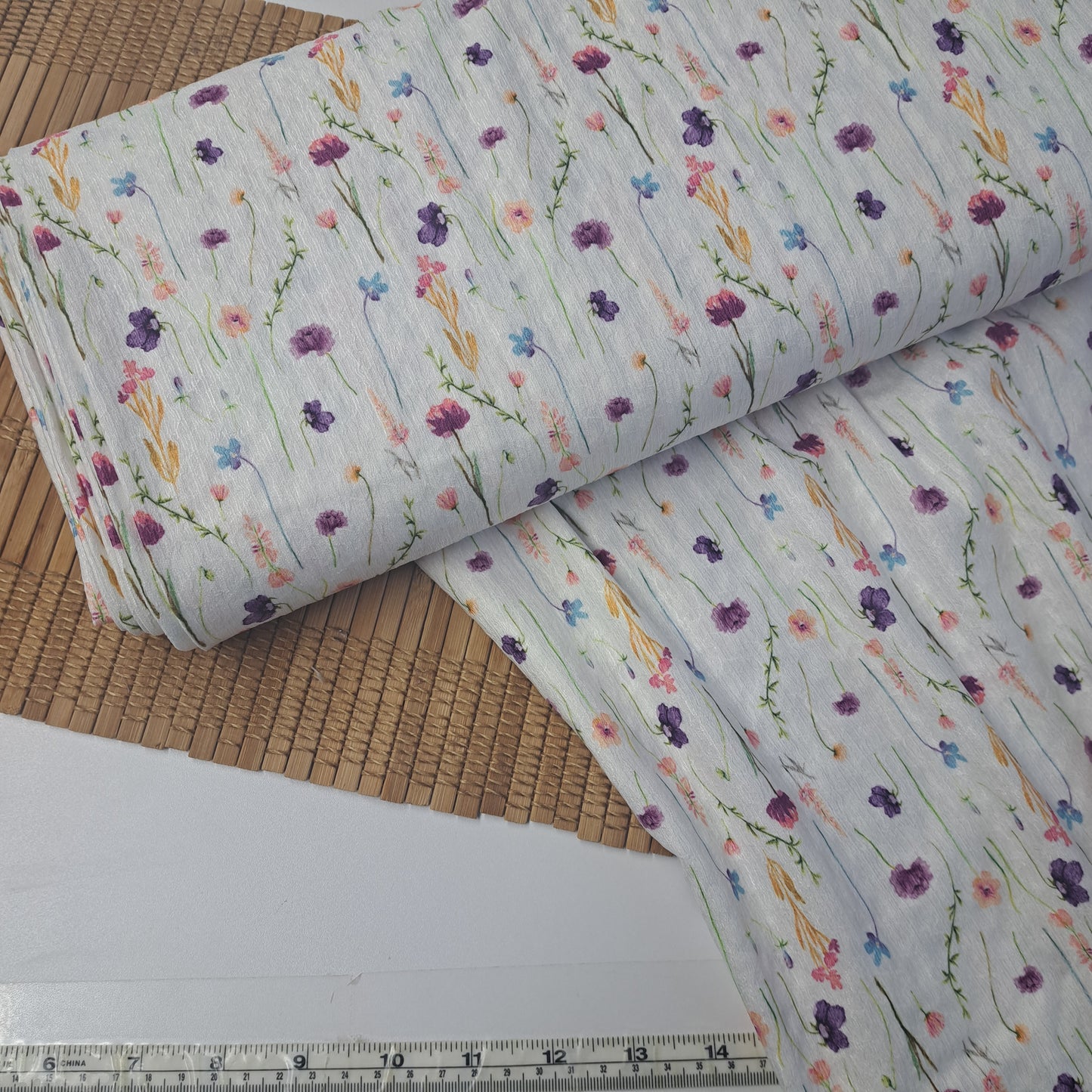 Wildflower meadow, Textured Polyspandex, SOLD BY HALF METERS