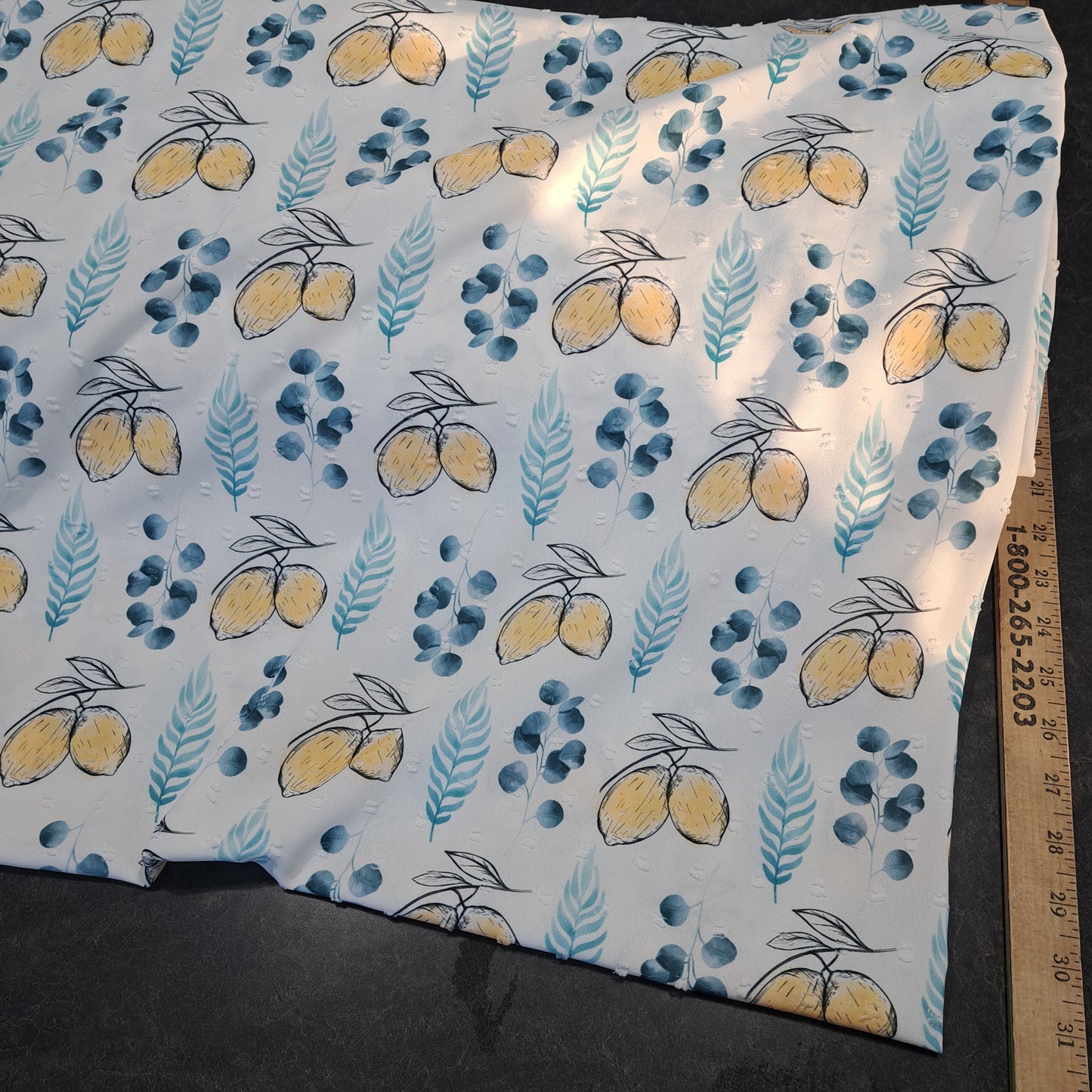 "Lemon Blueberry" Air flow polyester swiss dot, SOLD BY HALF METERS