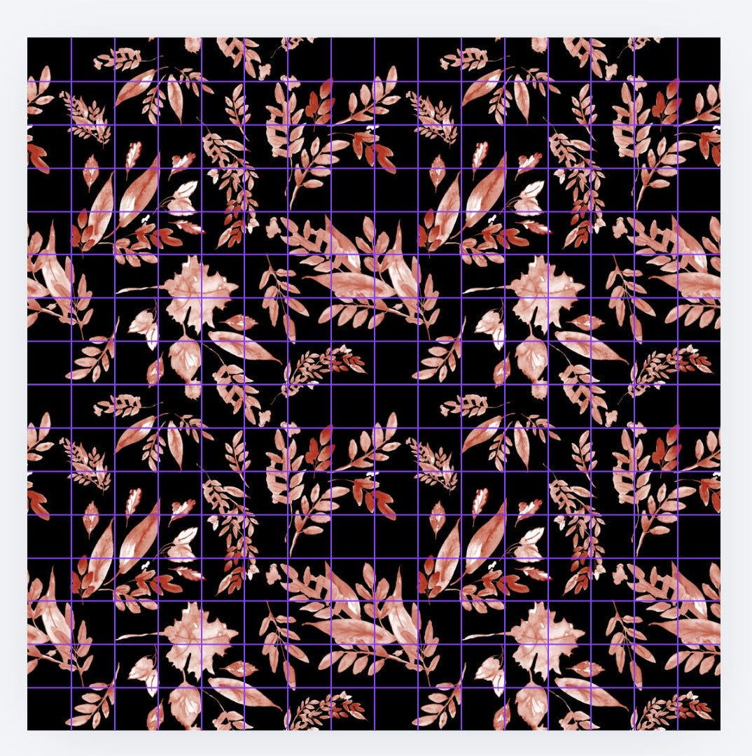 Leaves in black,  SOLD BY HALF METERS