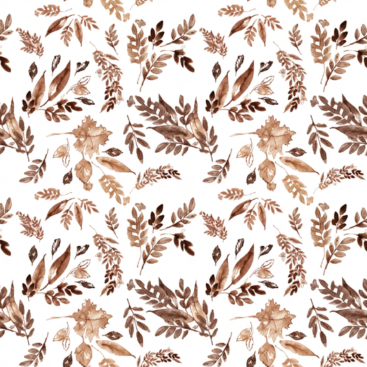 Leaves in white,  SOLD BY HALF METERS
