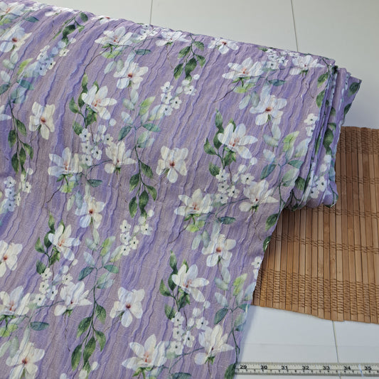 Moriah in purple, 97% Polyester, 3% Spandex Textured Knit. SOLD BY HALF METERS