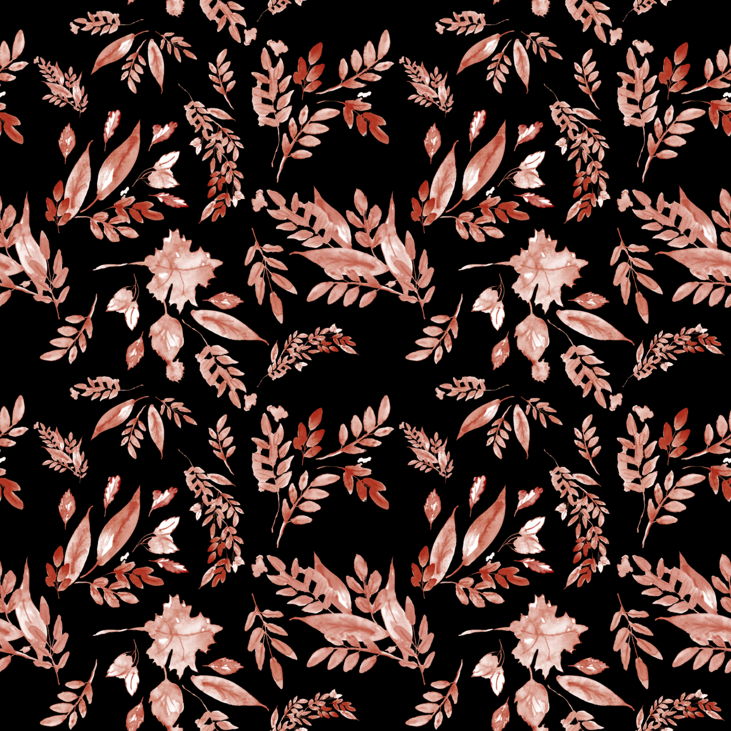 Leaves in black,  SOLD BY HALF METERS