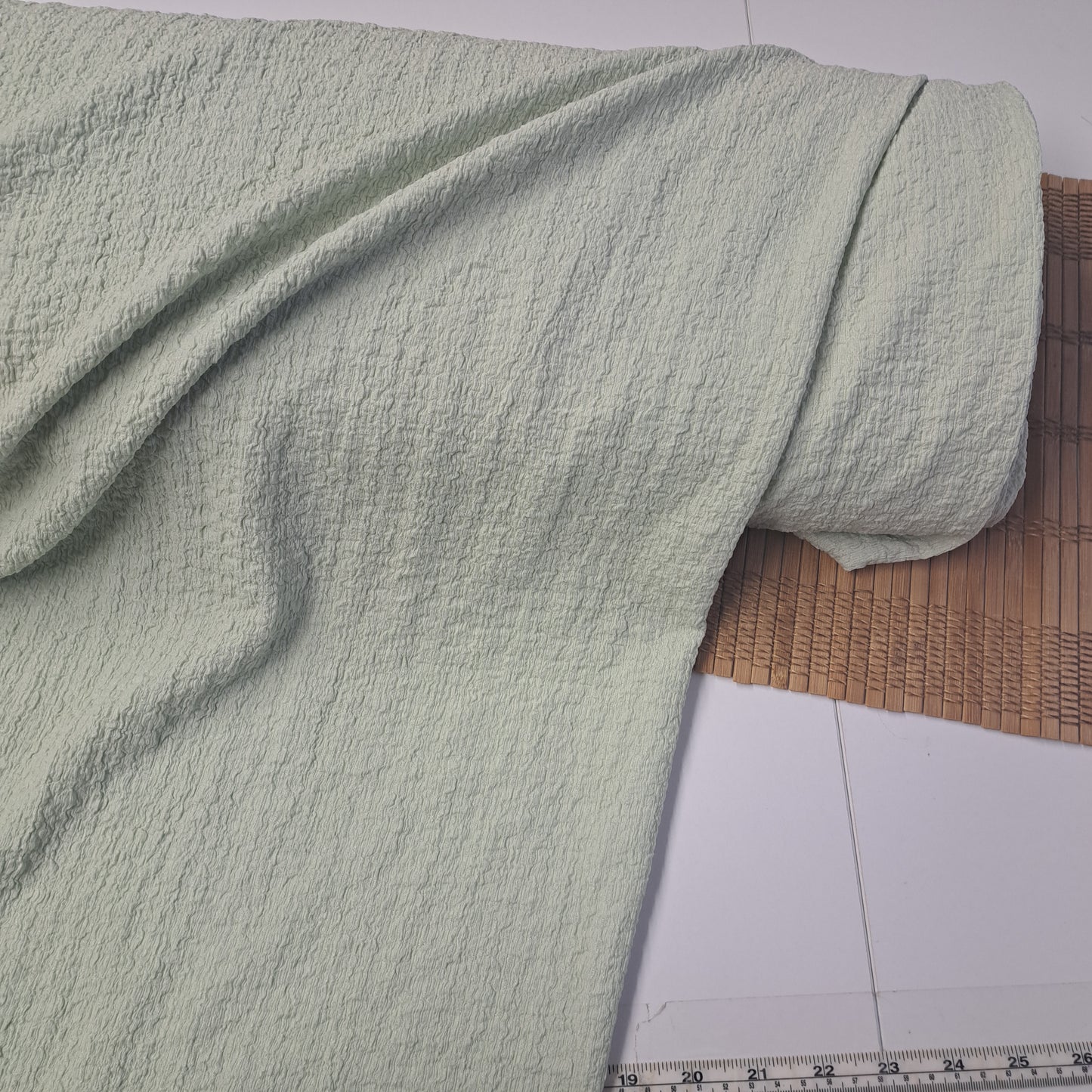 Tea green, Textured Polyspandex, SOLD BY HALF METERS