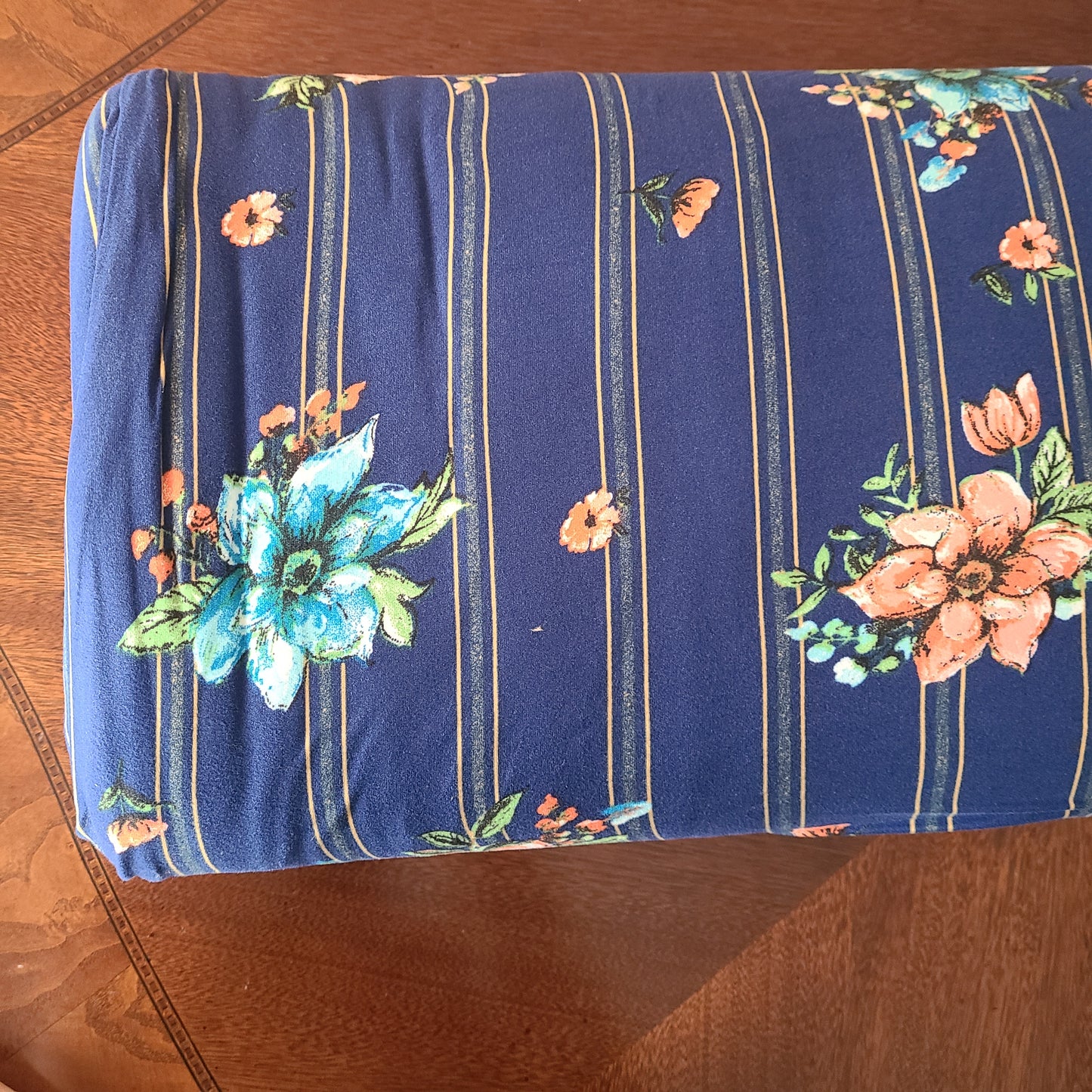 Navy Floral, DB, SOLD BY HALF METERS