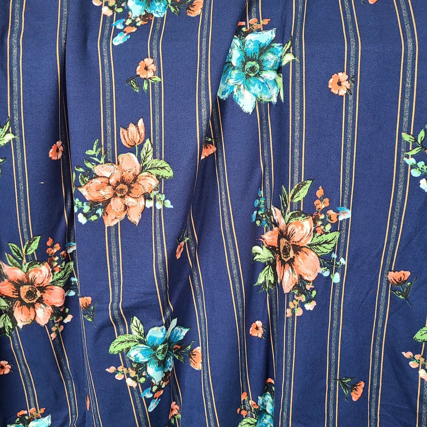 Navy Floral, DB, SOLD BY HALF METERS