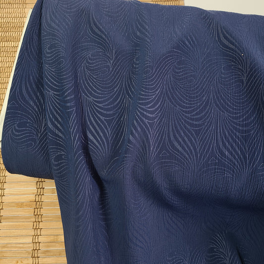 Embossed Navy, Polyester, SOLD BY HALF METERS