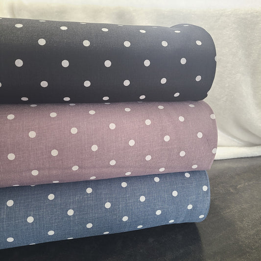 Harper Polyester, Polka dots, SOLD BY HALF METERS